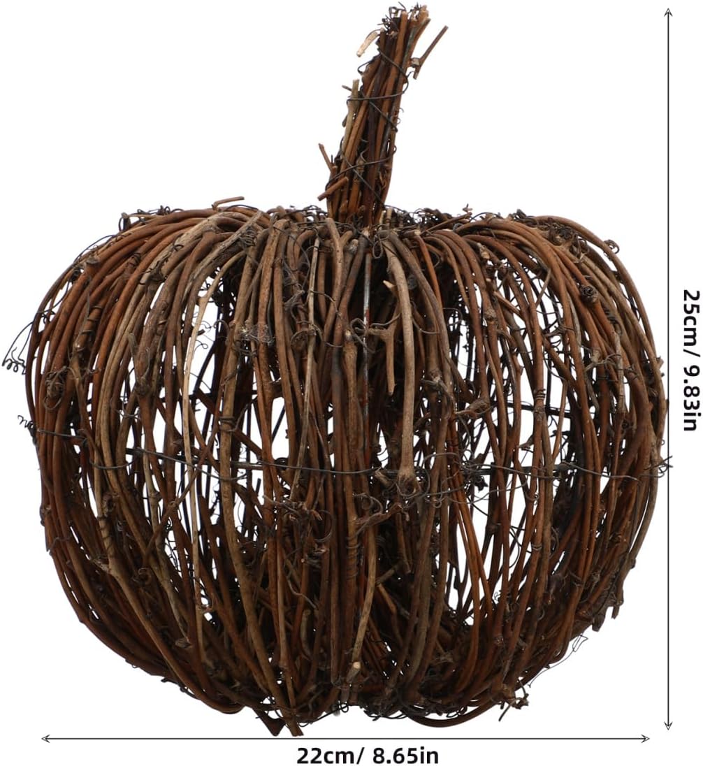 Cabilock Rattan Pumpkin Decoration - Handmade Woven Pumpkin for Fall Decor Ideal for Halloween Party Centerpiece Dark Brown 9.84 X 8.66 X 8.66 Inches