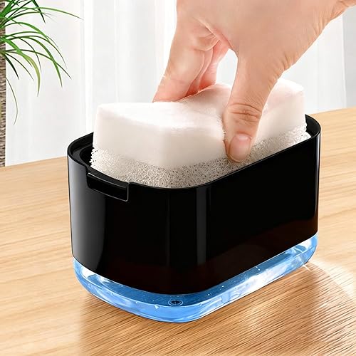 Miniatura 5 de Dispensador de jabón para platos y soporte de esponja, dispensador de bomba de jabón para fregadero, dispensador de jabón líquido, caja de prensa de