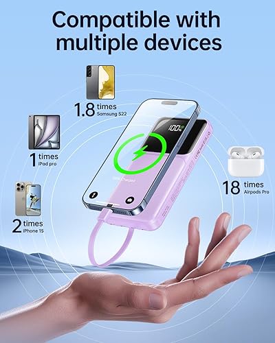 Miniatura 3 de Cargador portátil 20000mAh Power Bank Cable incorporado Travel Essentials Battery Pack