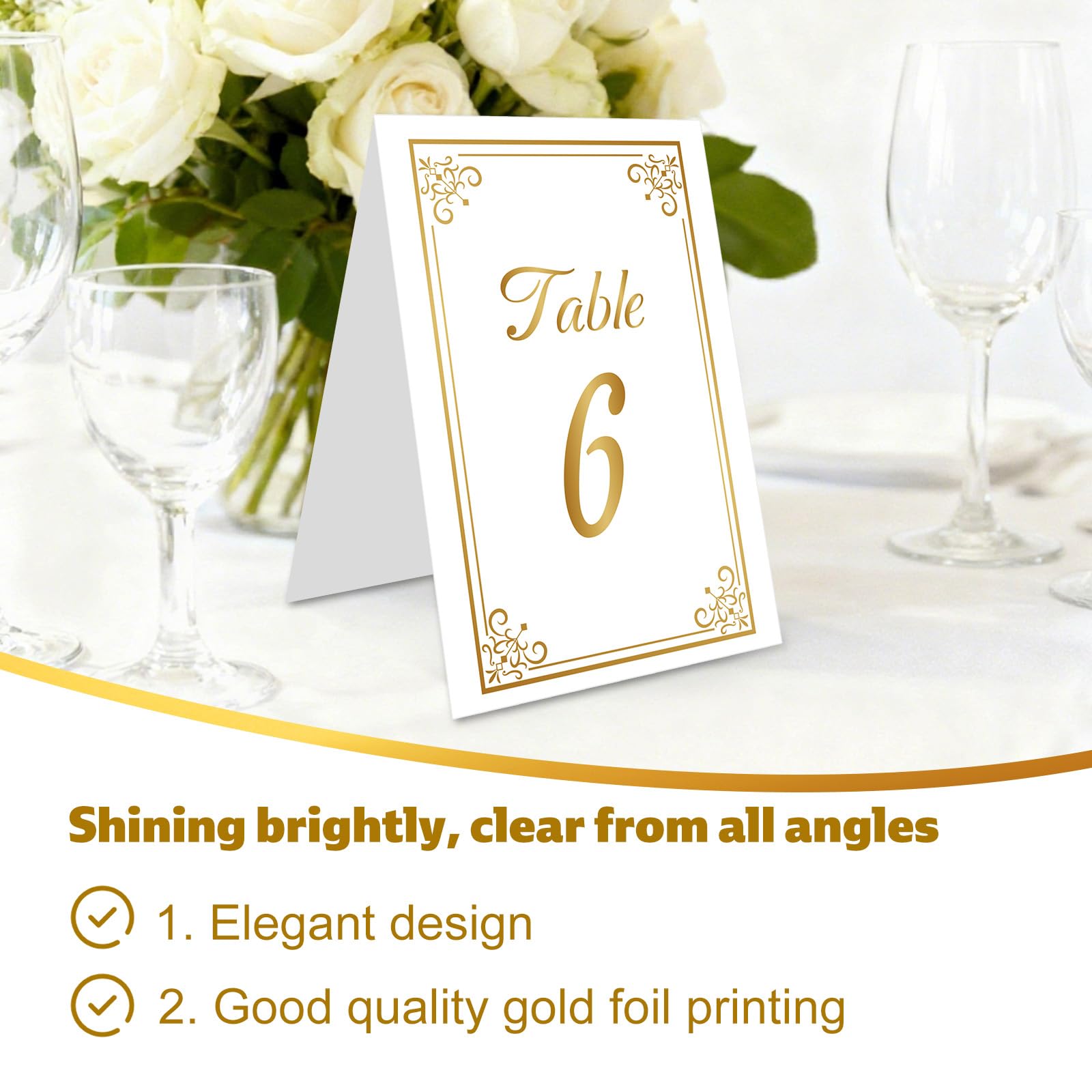 21pz Numeri da Tavolo Matrimonio in Oro, Delicati Numeri Tavolo in Lamina d'Oro Bifacciali 1-20 Cartelli per Ricevimenti Nuziali Ideali per Feste Matrimonio e Banchetti (Stile Floreale)