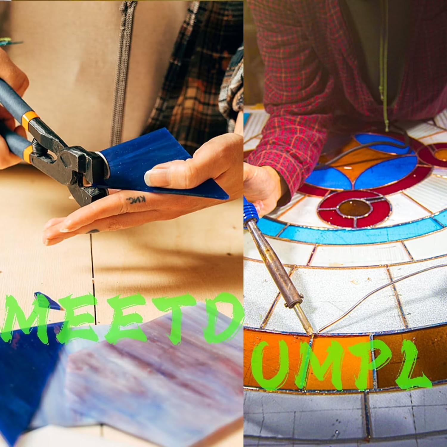 Stained Glass Kit，Stained Glass Supplies，Stained Glass Kits for Adults，with 100W Soldering Iron Kit,Glass Cutter Tool Kit,for Stained Glass Making.（Patent has been registered）.(1)