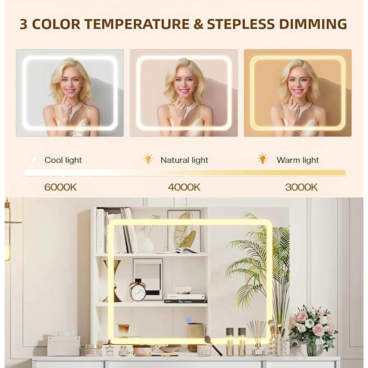 LSLIFE Schminktisch mit Spiegel und Hocker Weißer Schminktisch mit LED-Beleuchtung 7 Schubladen Hochglanz Make-up Schreibtisch Schlafzimmer Ideal für Mädchen und Frauen Schlafzimmer Möbel (Schwarz)