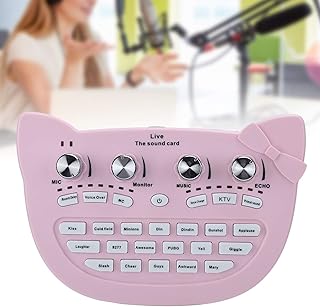 Sxhlseller External Sound Cards,Professional Sound Card Audio Mixer, Portable Mini Sound Card Stereo Audio Mixer for Computer Mobile Phone Live Broadcast