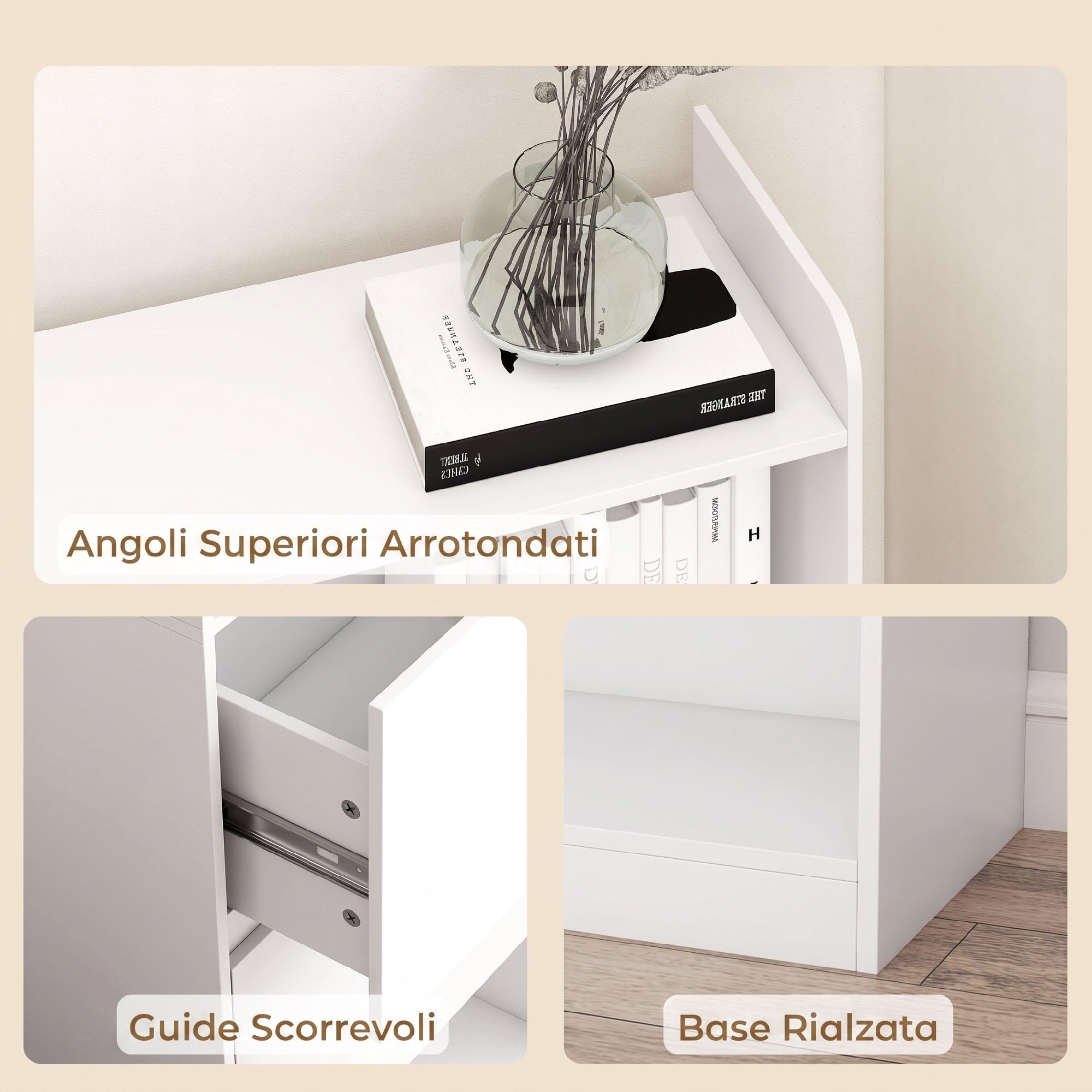 HOMCOM Libreria Verticale Alta con 8 Cubi in Legno 120x30x200 cm Bianco
