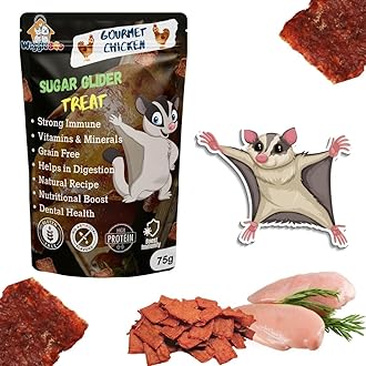 WiggleBoo Gourmet Chicken Treat for Sugar Glider | Protein Rich | for All Sugar Glider Breed | Crunchy Food Snack (75 Grm)