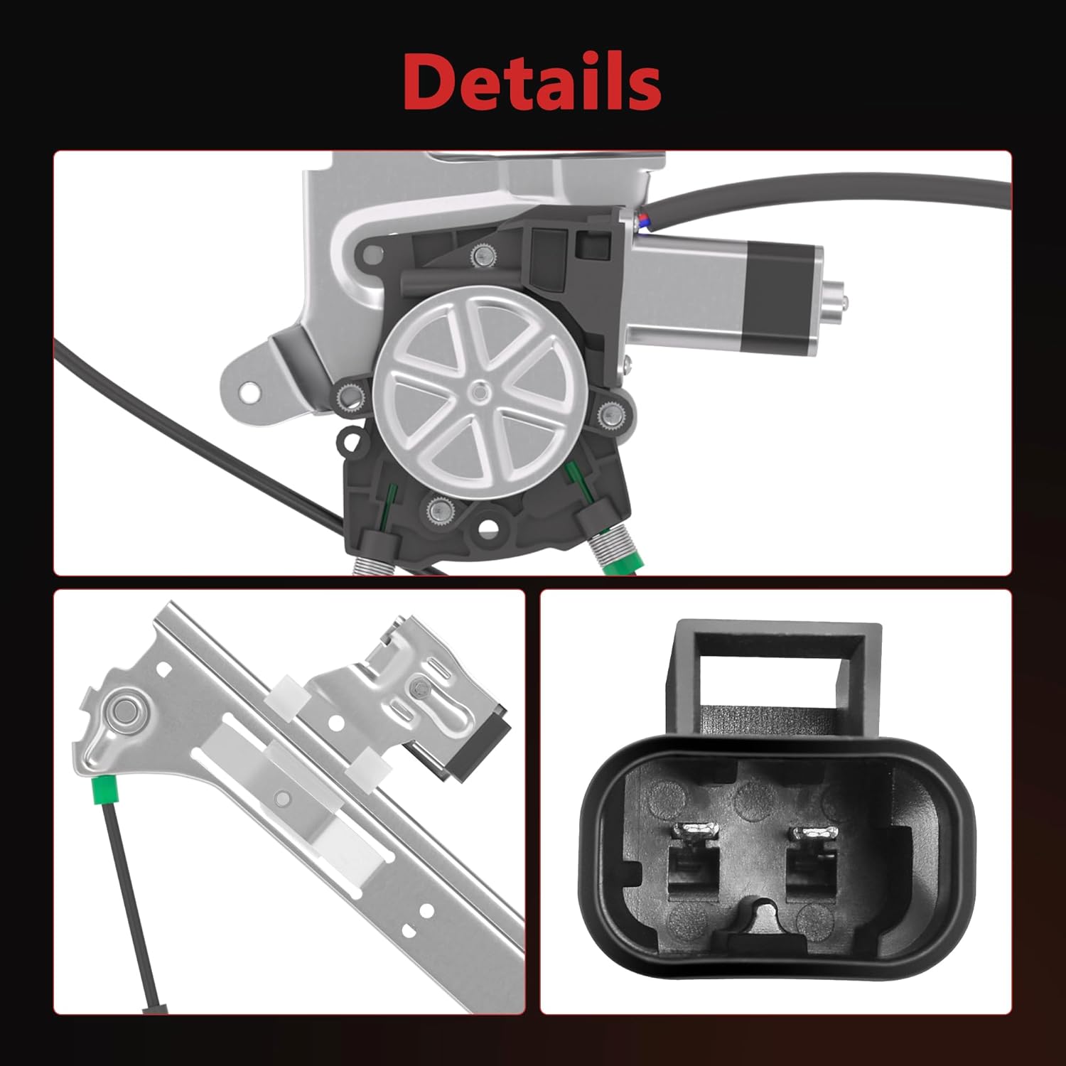 HYR Front Driver Side Power Window Regulator with Motor Fit for 2004-2007 Buick Rainier, 2002-2009 Chevrolet Trailblazer, GMC Envoy, Isuzu Saab Oldsmobile Bravada, 741-690 (2 Pins)