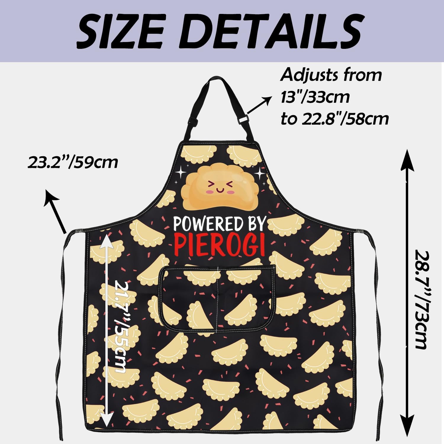 Gzrlyf Powered By Pierogi Apron Polish Dumplings Apron Polish Pierogi Gifts for Pierogi Lover Maker Cooking Kitchen Apron image 4
