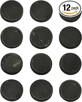Shungite World 12 pcs Authentic Shungite Stickers Unpolished 20 mm / 0.78" Genuine Healing Energy Stone Protection Plate for Cell Phone Case Tablet Laptop Computer Noble Gemstone Protector Crystal