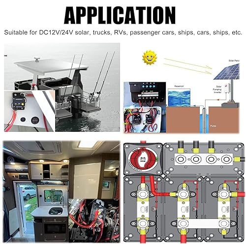 Miniatura 2 de 4 bloques de terminales de batería 12V 24V seguro rojo negro Power Stud batería bloque de conexión distribución de batería