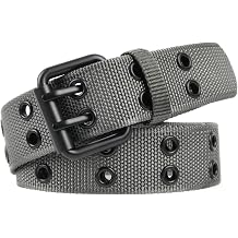 Double Prong Buckle Nylon Punk Belt Men Women, Sizes 28-64 Inches