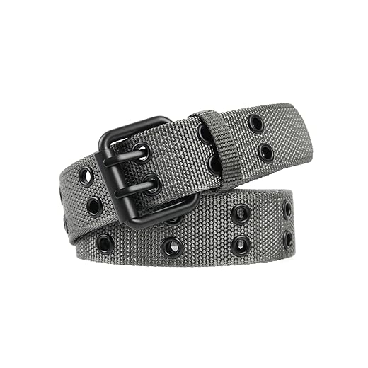 Cinto de nylon resistente com ilhós duplos para homens e mulheres, ajustável de 71 a 162 cm, design durável