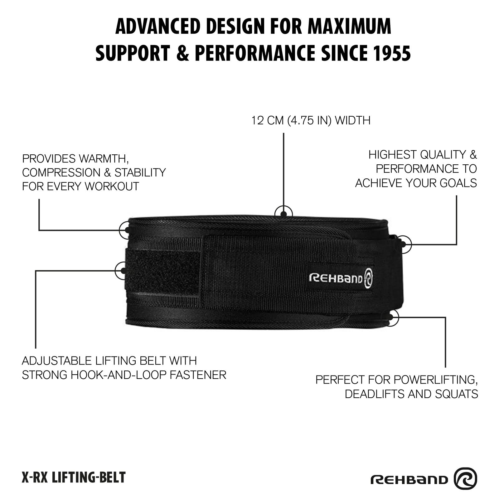 Rehband Weight Lifting Belt for Squats & Deadlifts, Weightlifting Belt for Men & Women - Image 4