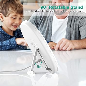 UV-Free 10000 Lux Daylight Lamp - Touch Control with 3 Brightness Levels & 4 Timer Functions, Large Surface & Rotatable Stand for Home/Office