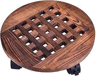 LZQBD ZENGQIANGJING di Legno Solido Torus Caddy impianto Stand Dolly Trolley Movers Flower Pot Rack Coperta Planter all'aperto Trolley 360 ° di Rotazione Rotelle Vassoio di rollaggio Coaster Garden