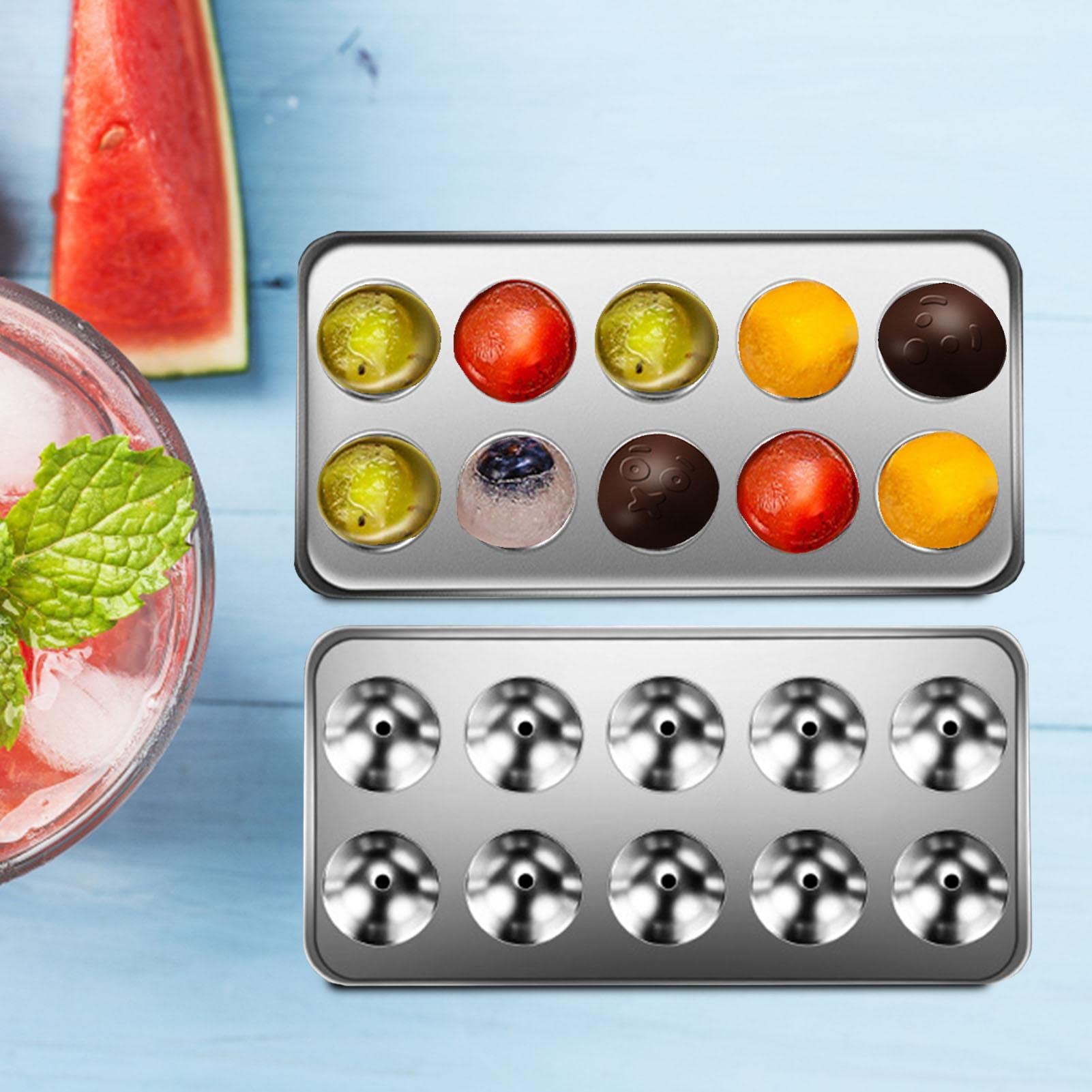 Amazon｜アイス キューブ型,蓋付き簡単リリース ステンレス スチール