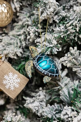 Miniatura 7 de 2 adornos de Navidad de tortuga marina de vidrio soplado, adornos de tortuga marina de vidrio colgante para decoración de árbol de Navidad