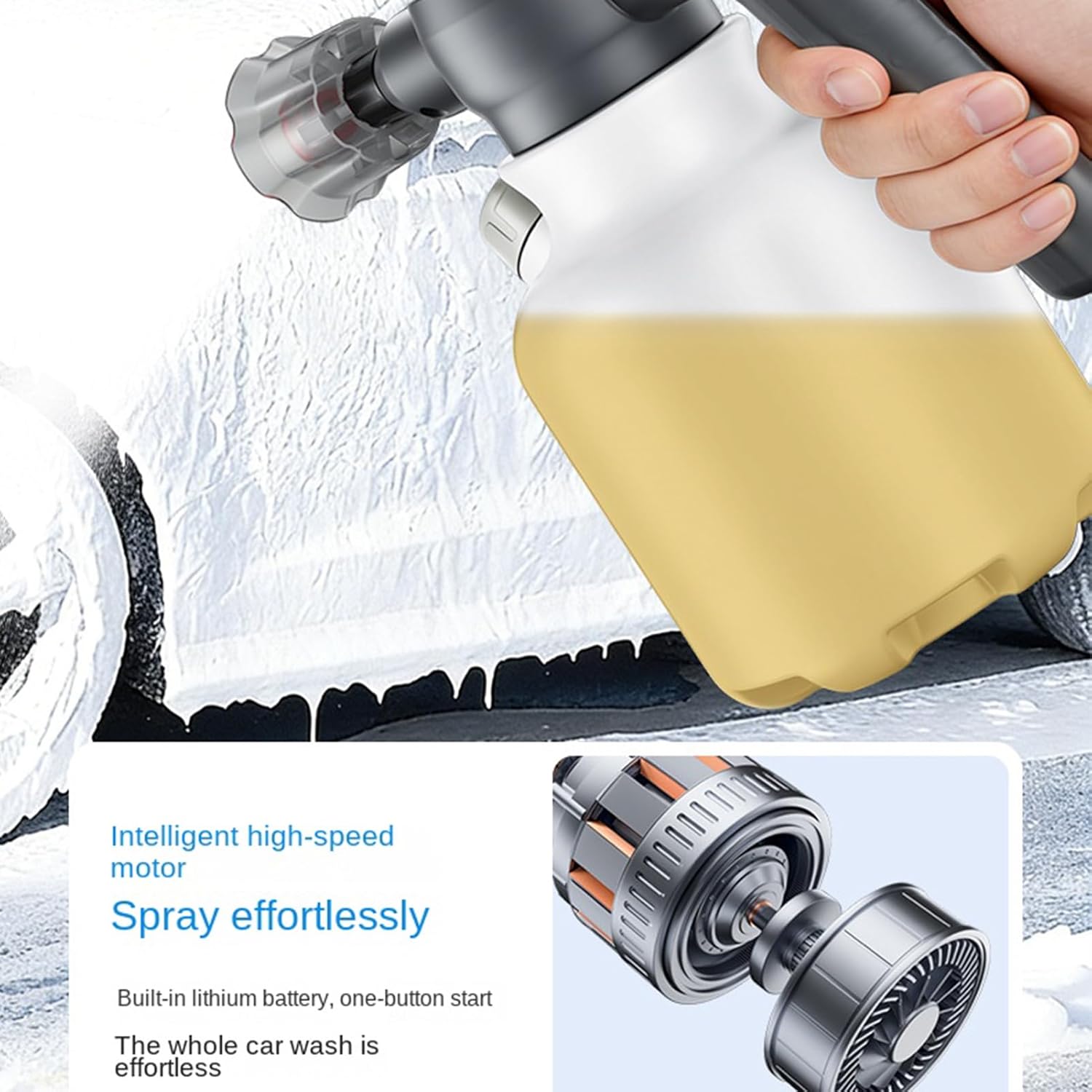 Rechargeable Foam Sprayer - 2L Electric Washer, High-Pressure Cleaning with Adjustable Nozzle, Car Patio with Cordless Design, Garden Lawn Outdoor Indoor, Fertilizing Tool for Yard Kitchen