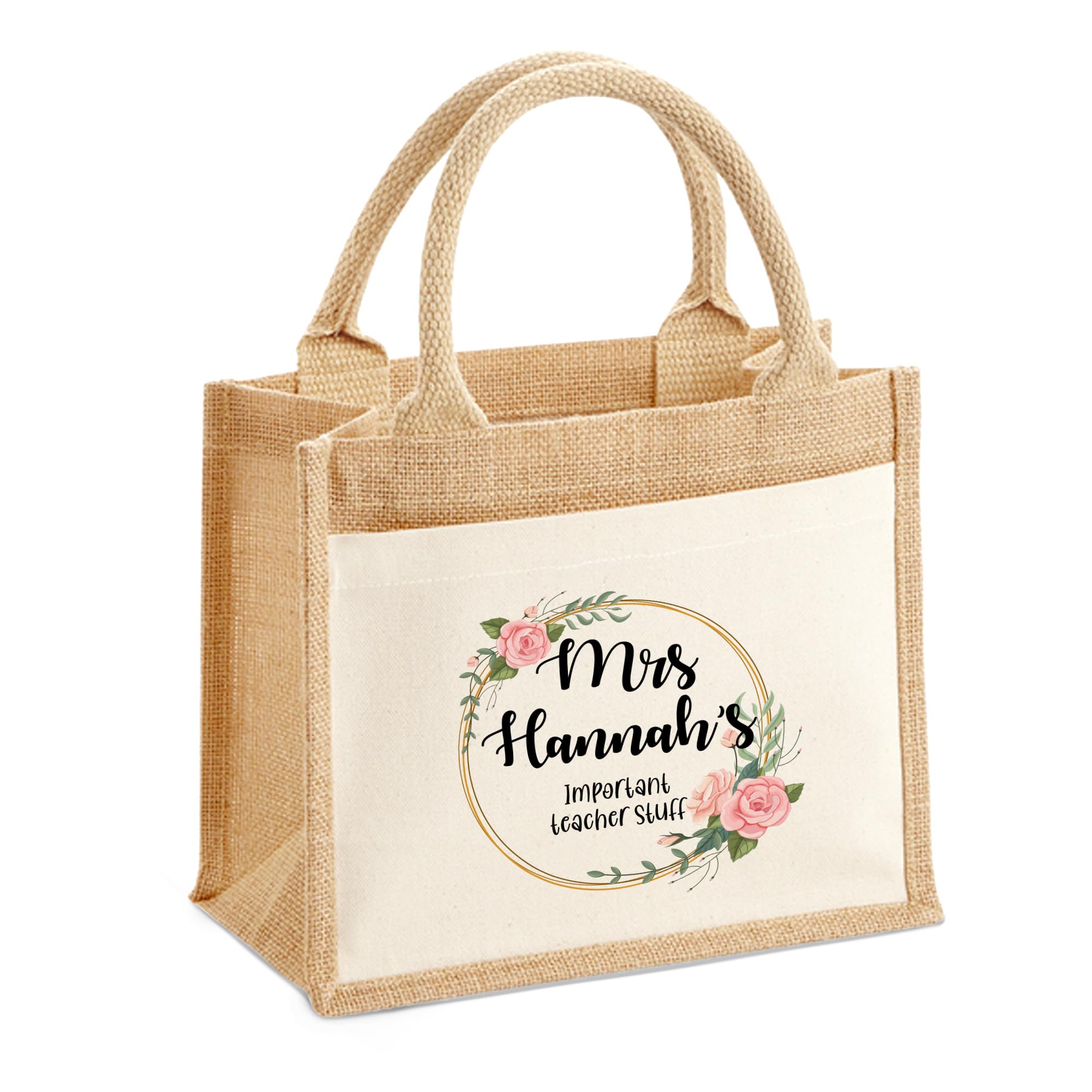 Print Maniacs Personalised Tote Bag Teacher & Pupil Gift End of Term Rainbow Art Design Learning Assistant Thoughtful Nursery Thank You Natural Cotton