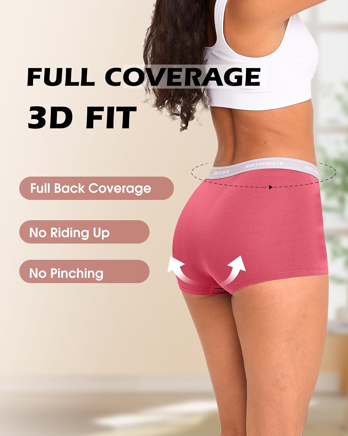 BAMBOO COOL Women's Boyshort Panties Stretchy Underwear Boxer Briefs for Ladies 4 Pack - Image 4