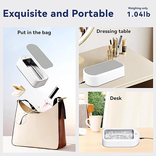 Miniatura 4 de Limpiador ultrasónico, limpiador ultrasónico de joyería de gran capacidad de 21.6 fl oz, limpiador ultrasónico portátil de 40 W 48 kHz, limpiador