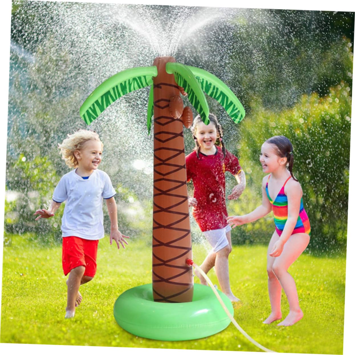 Juguete Rociador de Agua Inflable con Diseño de Palmera Juguete para Regar el Césped al Aire Libre Divertido Acuático de Playa Color Aleatorio