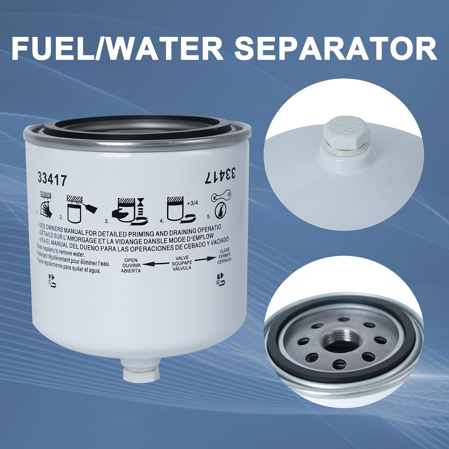 SZTJAYE Spin on Fuel Water Separator Filter 33417 Fit for Ford E-250 E-350 F-59 F-250 F-350 Fit for International 1452SC 1652SC 4600 4600LP