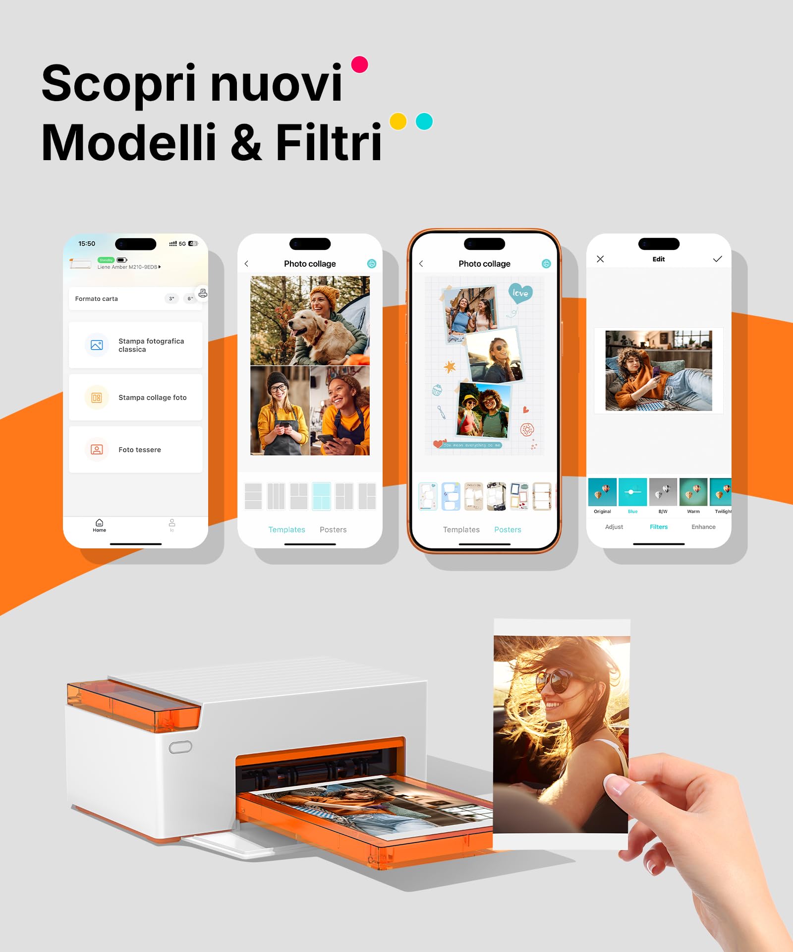 Liene Amber M110 Stampante Fotografica Portatile Bluetooth Sublimazione Termica 10x15 cm