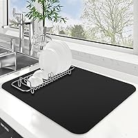Vista 11 de WISELIFE Tapete de secado de platos súper absorbente, tapete de secado de platos grande para encimera de cocina, tapete de secado de platos fácil