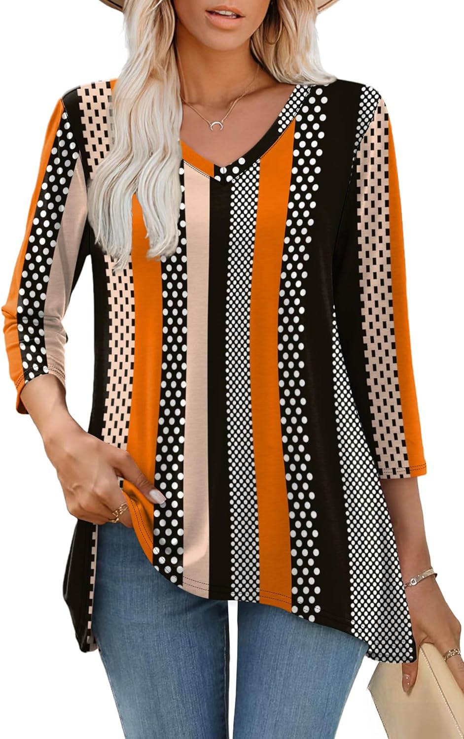 WIHOLL Business Casual Tops for Women Womens Spring Outfits 2025 Trendy Tunic Tops for Women Loose Fit Dressy M - Image 2