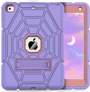 Grifobes for iPad 6th/5th Generation Cases 2018/2017, for iPad Air 2 Case 2014 9.7 inch, Heavy Duty Shockproof Rugged Protective i Pad 5 6 Gen 9.7" Case with Stand (Purple+Rose)