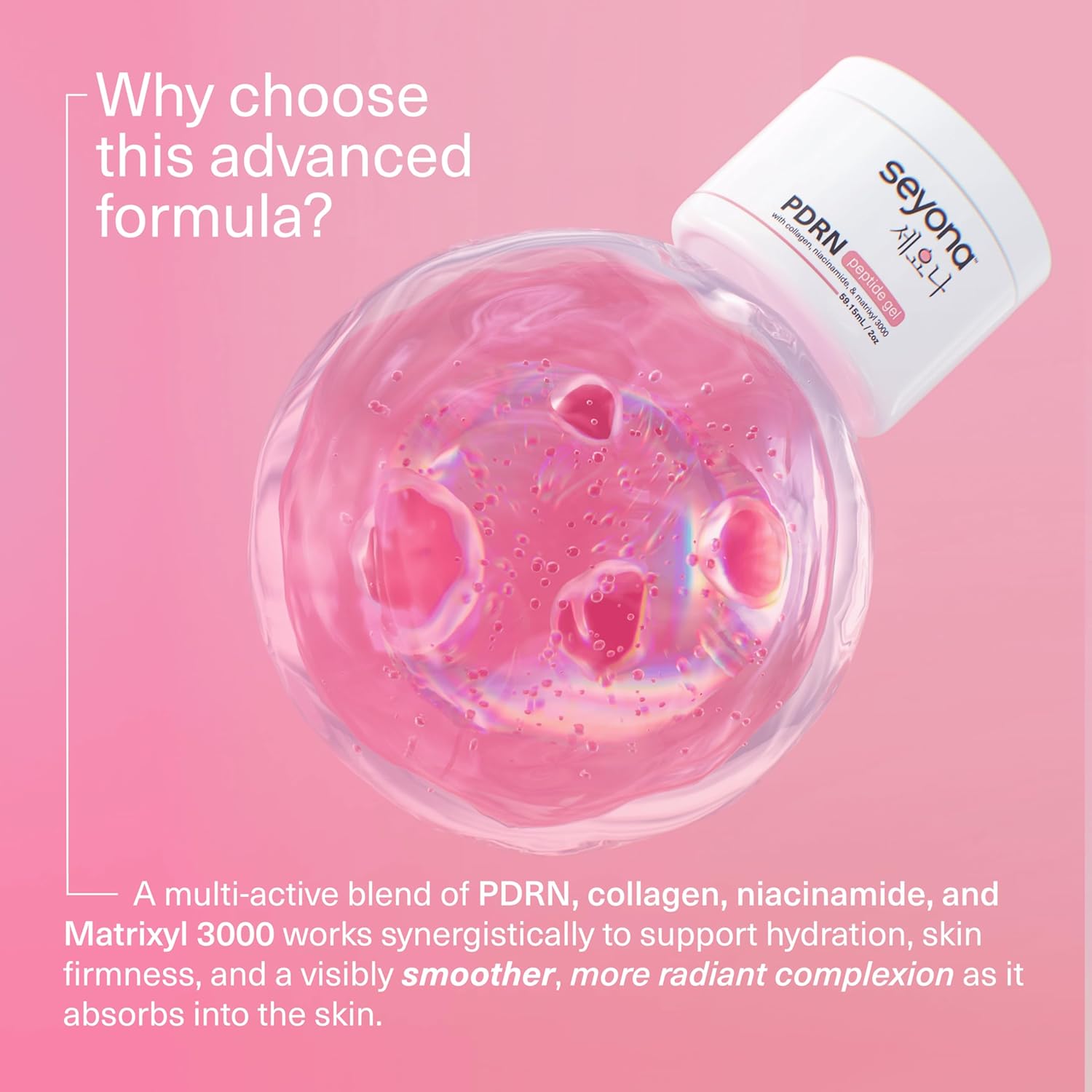 Advanced PDRN Peptide Gel – Salmon DNA Collagen Moisturizer with Matrixyl 3000, Niacinamide & Peptide Complex – Lightweight Korean Skincare Beauty Face Gel for Firm, Radiant-Looking Skin – 2oz