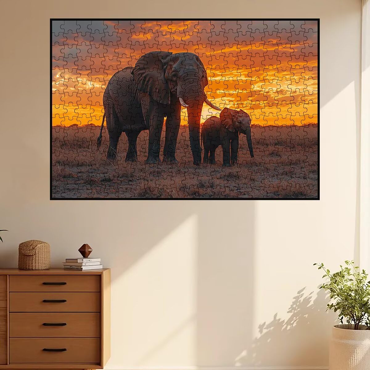 Puzzle 4000 Teile Elefant, Wiese Puzzle 4000 Teile Erwachsene, Klassische Puzzles für Erwachsene, Challenging Puzzel für Die Ganze Familie, Holzpuzzle Geschenke für Frauen, Deko Wohnzimmer -3312
