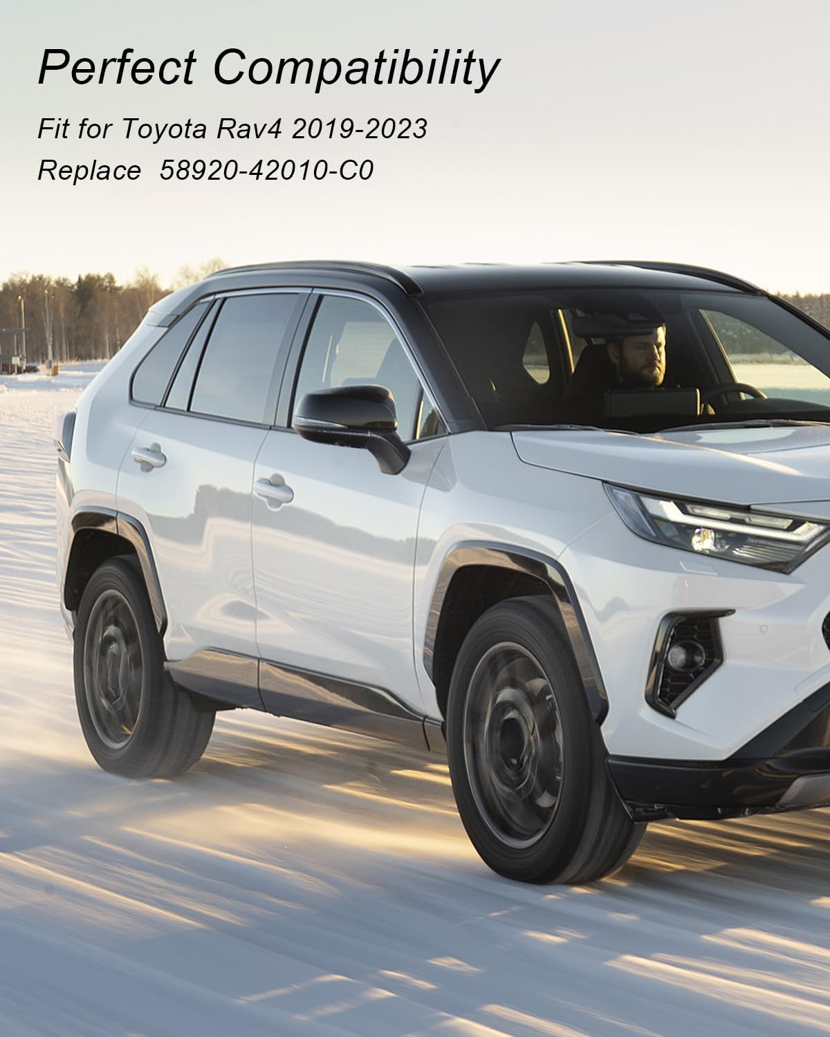 Black Leather Central Console Armrest Storage Lid Cover Fit for Toyota RAV4 2019 2020 2021 2022 2023 Replace 58920-42010-C0