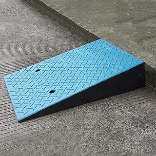 Rampa de goma para bordillos de alta resistencia para muelle de carga, bicicleta, almacén, entrada, acera, silla de ruedas, color azul y negro, 50 x 80 x 17 cm, 10 y 20 cm de alto