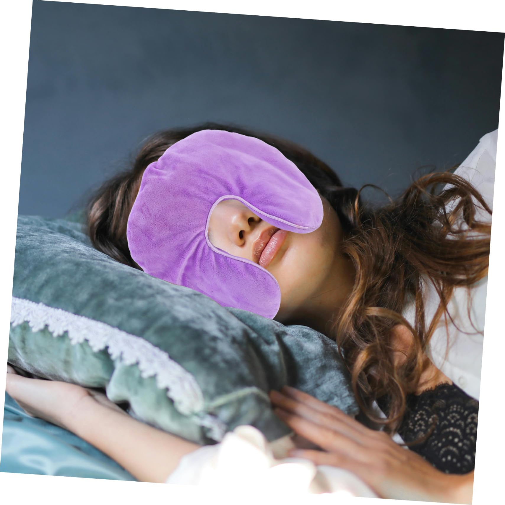 Maschera per Occhi Caldo Freddo Lavanda Perle Minerali | Flanella, per Occhi e Viso, Viaggio e Sonnellini in Ufficio, Design Lilla Elegante
