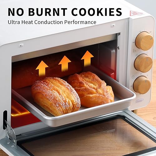 Miniatura 5 de PACK DE 2 fuentes para horno tostador de Shinsin, bandejas antiadherentes de 9X11, juego de bandejas para galletas 57% más gruesas, aptas para