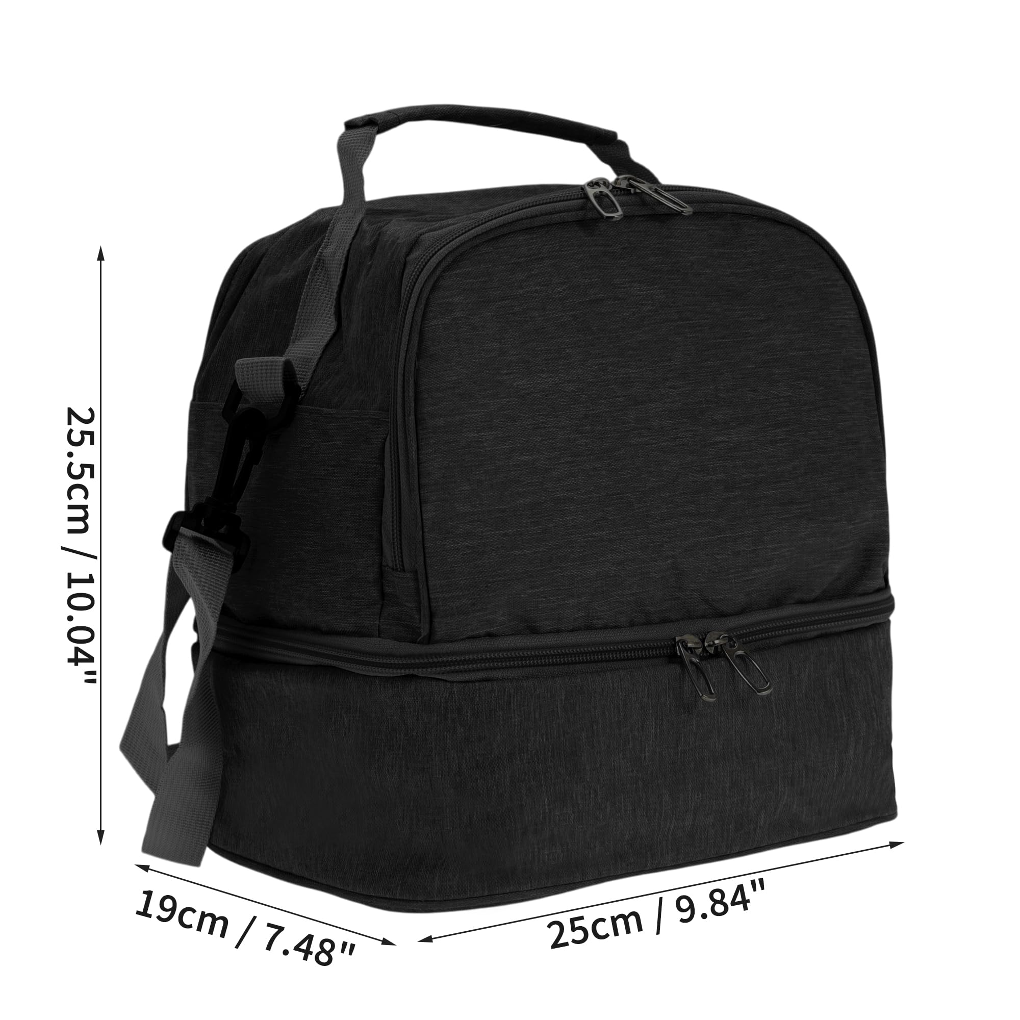 Mittagessen Tasche Schwarz 1 Stk Für Büro Isolierte Zwei Fächer