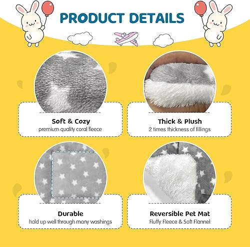 Miniatura 16 de Paquete de 2 camas de conejo, ropa de cama de 10 x 13 pulgadas, lavable y mejorado de grosor (rosa, M)