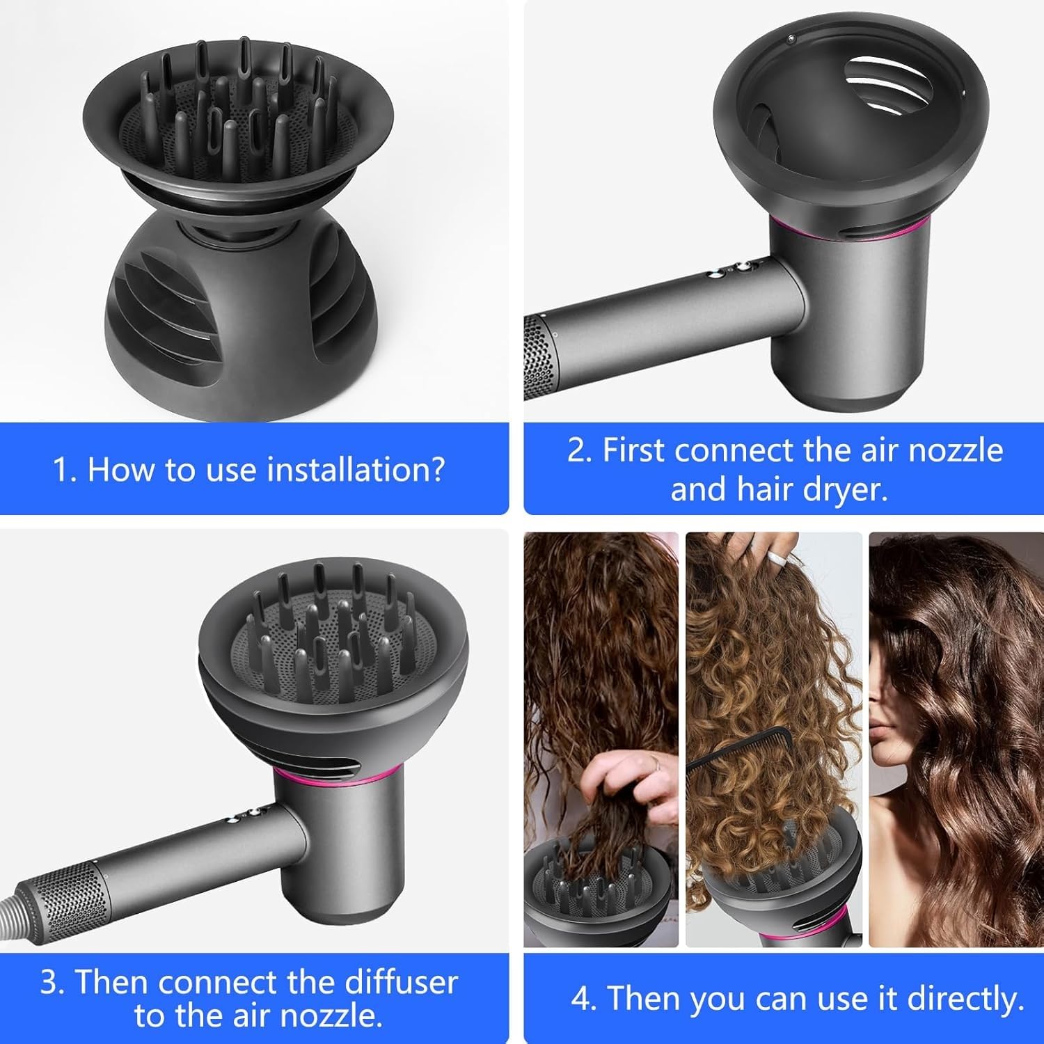 MYAYD Accessorio diffusore compatibile con asciugacapelli Dyson, ugello magnetico per styling per modelli HD15, HD03, HD01, HD04, HD07, HD08