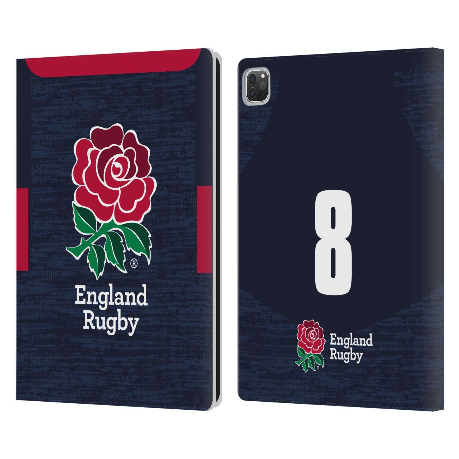 Head Case Designs Officially Licensed England Rugby Union Position 8 2020/21 Players Away Kit Leather Book Wallet Case Cover Compatible with Apple iPad Pro 13 M4 2024