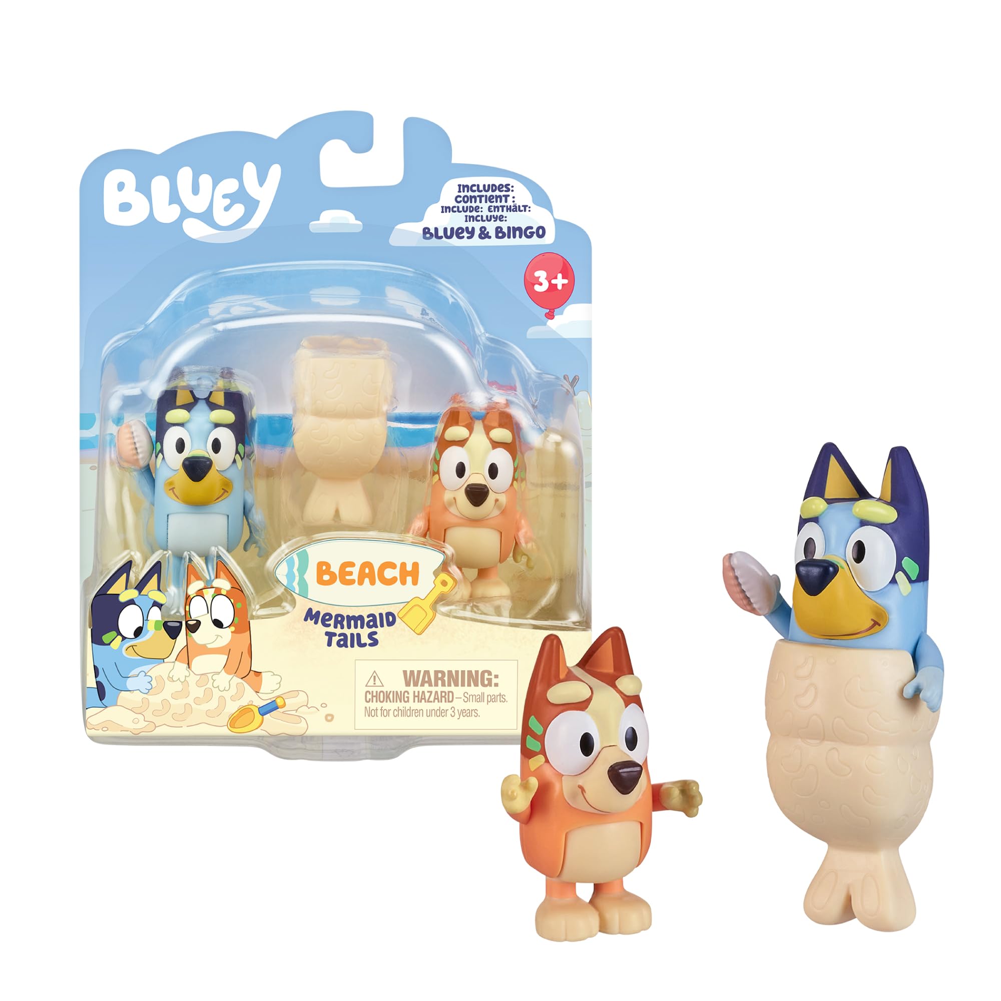 Bluey - Pack of 2 Mermaid Figures, Articulated Dolls from
