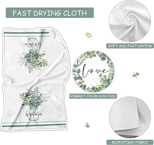 Miniatura 9 de Lebsitey Juego de 4 toallas de cocina para gatos divertidas toallas de mano decorativas absorbentes secadas para cocinar hornear decoración del