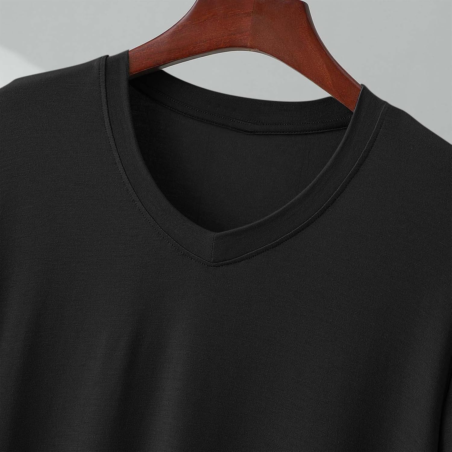 Mens Modal Cotton Lounge T-Shirt Short Sleeve Soft Shirt Lightweight Pajama Tops V Neck Solid Tee Top Loungewear