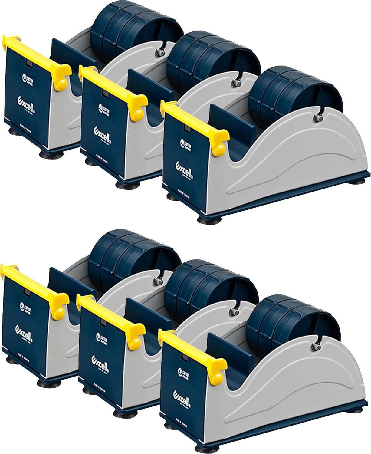 EXCELL ET-13371 Premium Extra Wide Multi-Rolls Steel Desktop Tape Dispenser, 3'' and Core, Case of 6 ET-13371-MC