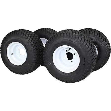 8" WHITE STEEL GOLF CART WHEELS AND 18X8.50-8" 4 PLY TURF TIRES ATW-003- (SET OF 4)