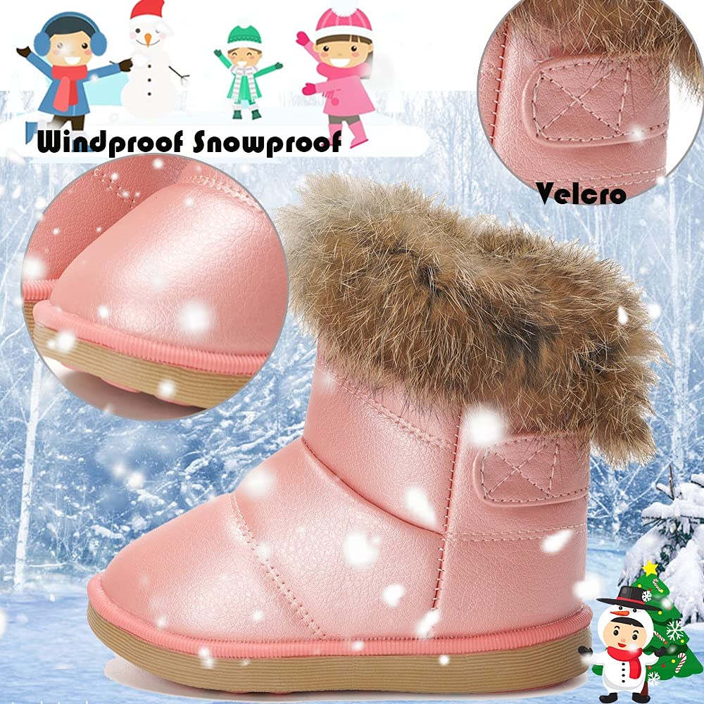 Gaatpot Stivali per Bambine e Ragazze Stivaletti da Neve Scarpe con Invernali Stivale con Imbottitura Calda Impermeabili PU Unisex – Bambini