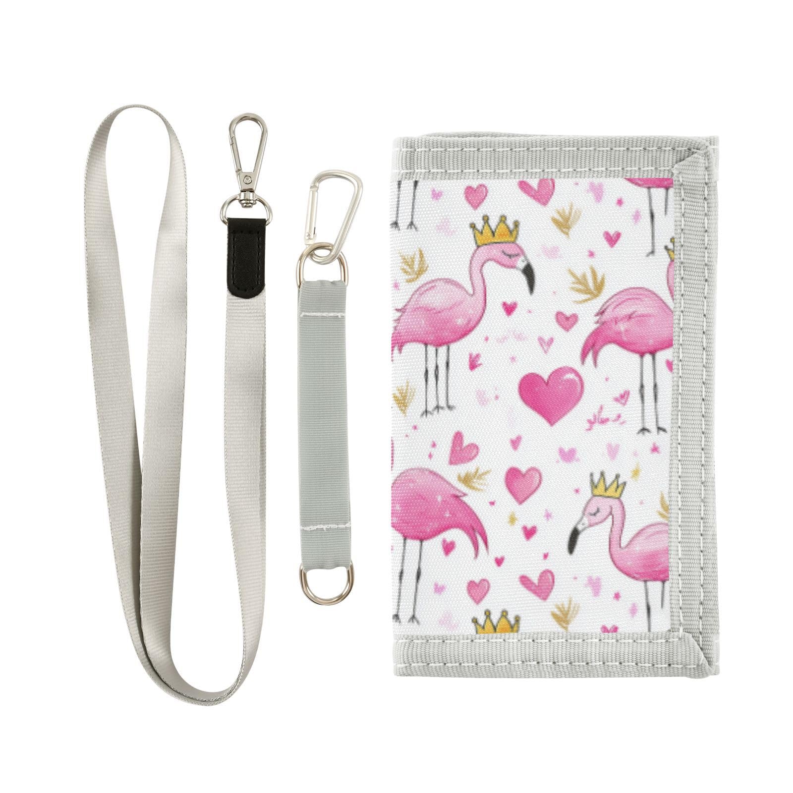 Wusikd Pink Flamingos Kids Wallet for Boys Girls Crowns Toddler Trifold Wallet Novelty Wallet for Teens Women Men