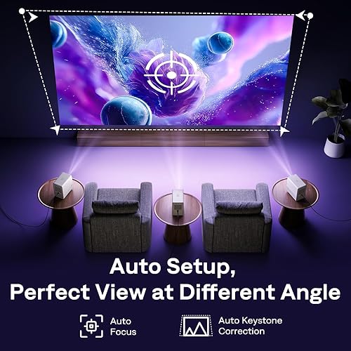 Vista 5 de Aurzen Roku - Proyector inteligente para TV con Wifi y Bluetooth, D1R Cube Roku Streaming Experience con motor óptico sellado, 1080P FHD, Dolby