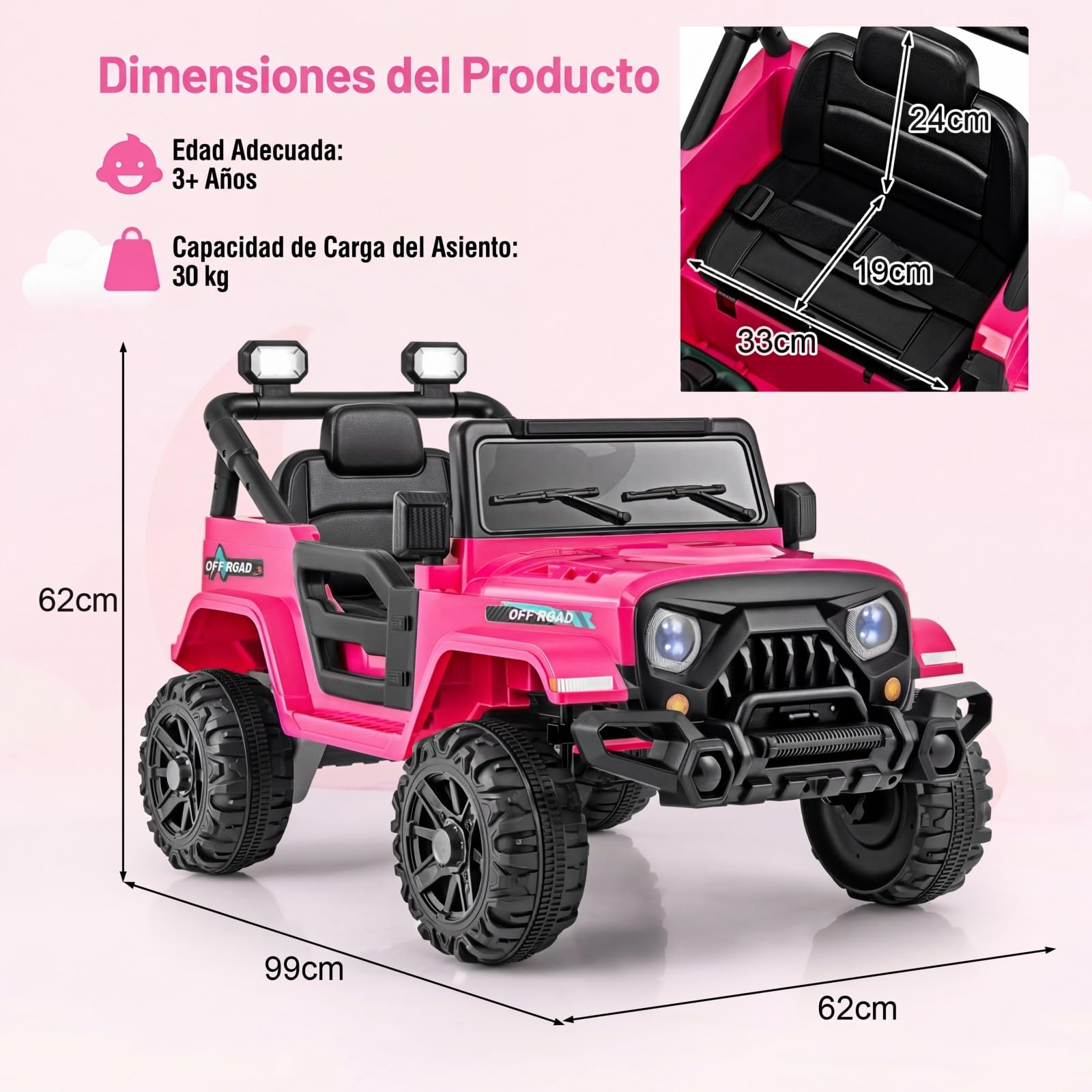 Coche Eléctrico para Niños Coche de Juguete a Batería 12V con Velocidad Regulable Luces LED Música Pedal 3-8 Años 94 x 60 x 73 cm Coche Eléctrico para Niños Coche de Juguete a Batería 12V con Velocidad Regulable Luces LED Música Pedal 3-8 Años 94 x 60 x 73 cm