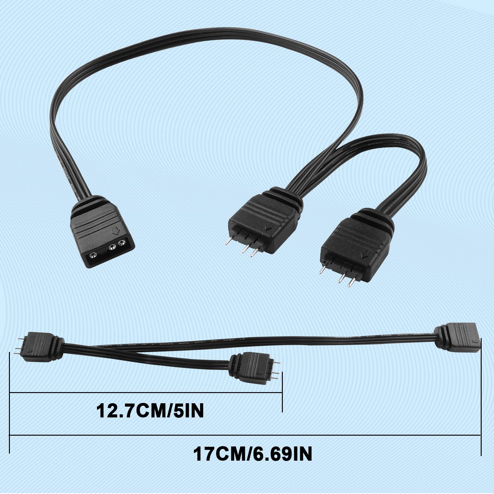 ARGB Kabel przedłużający 4-pinowy na 3-pinowy: 1 złącze żeńskie na 3 złącza męskie adresowalny adapter do synchronizacji RGB 35 cm kabel przedłużający (1 do 2)